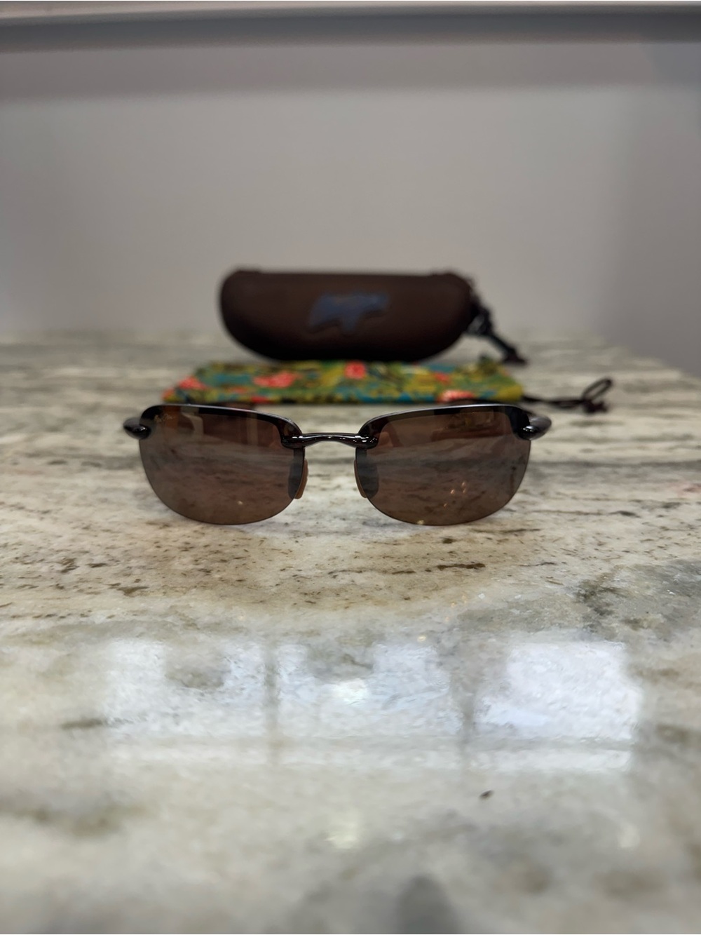 Maui Jim Rimless Polarized Sunglasses with Brown Lenses